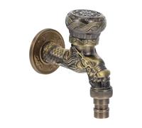 Gatuida Vintage Wall Mounted Dragon Brass Faucet with Antifreeze Function Spigot for Outdoor Garden Bathroom Kitchen Use Single Hole Wall Tap with Elegant Dragon Design
