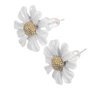 Gatuida Vintage White Daisy Flower Earrings for Women Hypoallergenic Silver Ear Studs Charming Floral Jewelry for Daily Wear Weddings Dates and Valentine