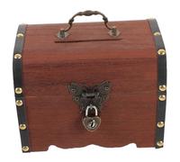 Gatuida Vintage Wooden Storage Box with Lock Retro Money Saving Chest and Jewelry Organizer Small Pirate Treasure Chest for Necklaces Earrings Trinkets Versatile Home Decor and Secure