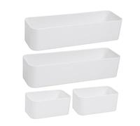 Gatuida Wall-mounted Storage Boxes Multi-functional Household Organizer Kitchen Seasoning Pot Holders Adhesive 4pcs White (2 Long 2 Short) for Living Room Bathroom
