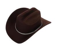 Gatuida Western Cowboy Hat Felt Jazz Style with Rhinestone Band Breathable Lightweight Cowgirl Hat for Summer Outdoor Activities Music Festivals and Party Wear Brown