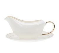 Gatuida White Ceramic Sauce Boat with Handle, Wide Flat Gravy Serving Dish | Smooth round Surface, Western Style, Simple Elegant Design, Easy One-hand Handling, Suitable for Butter and Pancake Syrup