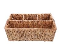 Gatuida Wicker Silverware Caddy: Cutlery Utensil Holder - Flatware Storage Basket with Handle - 4 Compartments Flatware Organizer