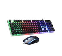 Gatuida Wired USB Keyboard and Mouse Combo Easy to Carry Portable Plastic Construction with Backlit Mechanical Feel Keys for Computer and Phone Use, for Travel and Outdoor