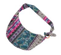 Gatuida Women Canvas Floral Shoulder Bag Large Hippie Hobo Tote | Zippered Main Compartment, inside Pocket, Reinforced Base, Thai Style Paisley Design, Beach Day Use