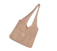 Gatuida Women Knitted Sling Bag Hollow out Design Polyester Shoulder Bag | Lightweight Khaki Style, Simple Chic Look, Leisure and School Use, Comfortable Carry for Women