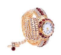 Gatuida Women's Quartz Alloy Watch Bling Chain Crystal Beads Lightweight Bracelet Wrist Jewelry Red