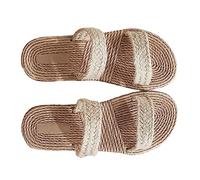 Gatuida Womens Straw Woven Hemp Sole Sandals Lightweight Beach Slippers for Women Flat Open Toe Summer Footwear Comfortable and Easy to Wear Fashionable Boho Style