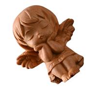 Gatuida Wooden Angel Girl Figurine with Wings Miniature Statue for Home and Garden Decor Hand Carved Detailed Craftsmanship Protective Blessing Ornament Thoughtful