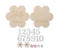 Gatuida Wooden Baby Growth Keepsakes Monthly Milestone Cards for Newborns with Flower Design, Growth Tracking and Milestone Recording, for Home Photography and Keepsake Albums