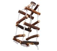 Gatuida Wooden Bird Swing with Three Layers Hanging Cotton Rope Parrot Pendant Swing for Caged Birds Cage Accessories Playground