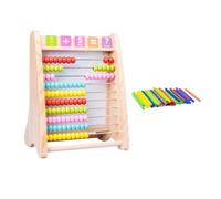 Gatuida Wooden Computing Rack Multi Functional Early Learning Math with Drawing Board for Montessori Educational Counting Frame for Boys
