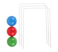 Gatuida Wooden Croquet Set for Outdoor Garden Play Complete with Wickets Red Blue Green Wood Balls and Hoops Family Lawn Game Kit for Backyard Parties and Physical Skill Development