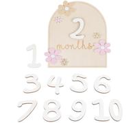 Gatuida Wooden Monthly Commemorative Plaque with Daisy Design Baby Growth Tracker for Newborn Photo Props