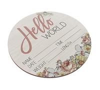 Gatuida Wooden Newborn Baby Birth Announcement Sign with Hello World Text Synthetic Material Baby Name Photo Prop for Shower and New Parents Assorted Colour Souvenir to Record Special