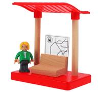 Gatuida Wooden Railway Station Platform Model for Pretend Train Station Accessory with Mini Figures DIY Micro Landscape Building Lightweight Wood Outdoor Play Pretend