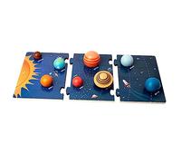 Gatuida Wooden Solar System Planet Puzzle for Educational Cognitive with Planets Interactive Early Learning Space Puzzle for Development and Creativity