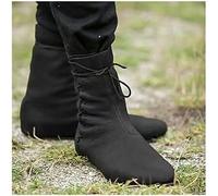 GATURA Men's Medieval Boots Pointed Toe Flat Heel Ankle Boots Faux PU Leather Lace Up Mid Calf Boots Vintage Viking Knight Pirate Boots,Large Size 37-48,Black,39