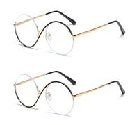 Gatwrmth 2 Pcs Round Glasses for Green Witch Costume - Vintage Circle Spectacles for Halloween & Cosplay - Clear Lens Retro Eyewear for World Book Day, Theatre Outfits & Fancy Dress
