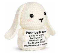 Gatwrmth Emotional Support Rabbit, Cute Knitted Easter Bunny Gifts, Handmade Crochet Positive Bunny with Card, Funny Rabbit Themed Gifts