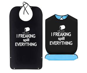 Gatwrmth Funny Adult Bibs for Eating - Reusable, Waterproof Bibs for Adults & Elderly with Fun Message, Adjustable Clothing Protector for Men and Women