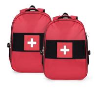 Gatycallaty First Aid Backpack Emergency Medicine Bag Empty Survival Trauma Bags First Responder for Outdoor Travel Office (Red, Pack of 2)