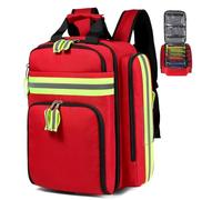 Gatycallaty First Aid Backpack Empty Medical Bag Ambu Bag Red Emergency Lifeguard Bag for Ems Emt First Responder Trauma, Red, Compact