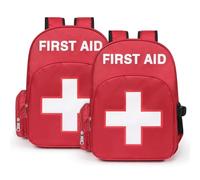 Gatycallaty First Aid Bag Empty Backpack Emergency Bags First Responder Trauma Treatment with 13 Pockets for Outdoor Hiking Travel Field Trips Camping (Red, Pack of 2)