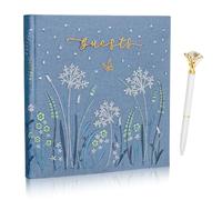 Gatyko Embroidered Wedding Guest Book-The Perfect Polaroid Guest Book for Wedding Receptions， Birthdays, Baby Showers, and Special Events with 3 DIY pens+1 Diamond Pen(Blue)