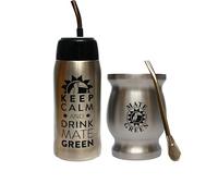 Gaucho Cebar Outdoor Set, Yerbomos Thermos Flask for Yerba Mate Tea, 580 ml, a Portable Accessory for Yerba Mate, Mate Tea, Stainless Steel Cup with Straw Bombilla, Dishwasher Safe and Durable