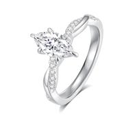 GAUDALGEM Solitaire Engagement Ring for Women Moissanite Engagement Rings for Women D Color VVS1 Oval Cut 18K White Gold S925 Sterling Silver Valentine's Day Gift, Gemstone, Moissanite