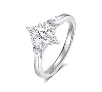 GAUDALGEM Solitaire Engagement Ring for Women Moissanite Engagement Rings for Women D Color VVS1 Oval Cut 18K White Gold S925 Sterling Silver Valentine's Day Gift, Gemstone, Moissanite