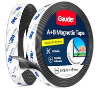 GAUDER A+B Magnetic Tape for Fly Screens & Mosquito Nets - Self-Adhesive Magnetic Strips with Strong Mutual Attraction - Magnet Tape with Counterpart & Strong Adhesive (3+3 m)