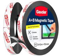 GAUDER B Magnetic Tape for Fly Screens & Mosquito Nets - Self-Adhesive Magnetic Strips with Strong Mutual Attraction - Magnet Tape with Counterpart & Strong Adhesive (5+5 m)