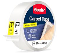 GAUDER Double-Sided Carpet Tape Extra Strong - Long Lasting Rug Grip to Stop Sliding - Flooring Adhesive for Home & Professional Use (25 m x 48 mm)