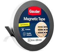 GAUDER Magnetic Tape Self-Adhesive Strong - Cuttable Magnet Strip with High Magnetic Strength - Sticky Magnet Tape with Strong Adhesive (6 m x 20 mm)