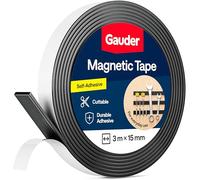 GAUDER Magnetic Tape Self-Adhesive Strong - Cuttable Magnet Strip with High Magnetic Strength - Sticky Magnet Tape with Strong Adhesive (3 m x 15 mm)