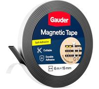 GAUDER Magnetic Tape Self-Adhesive Strong - Cuttable Magnet Strip with High Magnetic Strength - Sticky Magnet Tape with Strong Adhesive (6 m x 15 mm)