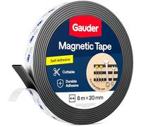 GAUDER Magnetic Tape with 3M Adhesive - Strong Self-Adhesive Magnet Strip - Cuttable Magnetic Tape Roll with Reliable Attraction & 3M Backing (6 m x 20 mm)