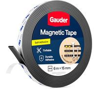GAUDER Magnetic Tape with 3M Adhesive - Strong Self-Adhesive Magnet Strip - Cuttable Magnetic Tape Roll with Reliable Attraction & 3M Backing (6 m x 15 mm)