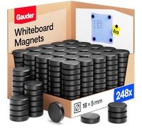 GAUDER Magnets for Whiteboard, Fridge & Notice Board - Strong Round Magnetic Discs - Black Magnets for Crafts (248 Pieces - 18 x 5 mm)