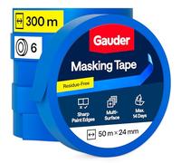 GAUDER Masking Tape for Painting, Blue Painters Tape (6 pcs, 24 mm x 50 m)