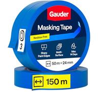 GAUDER Masking Tape for Painting - Painter's Tape for Precise Edges - Professional Solution for Decorating, Renovating and DIY Projects (3 Rolls - 24 mm x 50 m)
