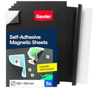GAUDER Self-Adhesive Magnetic Sheets - Cuttable Magnet Paper for Crafts, Photos and Signs - Magnetic Film for Home, School and Office (5 PCS - 153 x 102 mm)