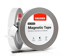 GAUDER Self-Adhesive Magnetic Tape Strong - Foam Adhesive Magnetic Strips for Uneven Surfaces - High Strength Magnet Roll with Enhanced Adhesion and Optimized Force (3 m x 20 mm)