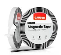 GAUDER Self-Adhesive Magnetic Tape Strong - Foam Adhesive Magnetic Strips for Uneven Surfaces - High Strength Magnet Roll with Enhanced Adhesion and Optimized Force (3 m x 15 mm)