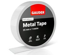 GAUDER Self-Adhesive Metal Tape - Ideal for Tonie® Figures & Shelves - Holding Surface for Magnets - Ferrous Tape with Foam Adhesive - Thin Metal Steel Strip (1 m x 35 mm)