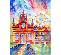 Gaudi Inspired Rural Train Station Folk Art Extra Large XL Wall Art Poster Print