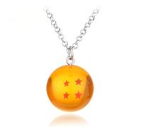 GAUEIOUR 1 Pieces 3D 4 Stars Ball Men's Necklaces, Goku Alloy Chain Creative Men's Summon Shenron Bead Pendant Necklace, Japanese Cosplay Costume Anime Fans Gift