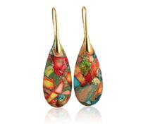 GAUEIOUR 2PCS Natural Stone Earrings,Indian Gangle Stone Fishhook Dangle Drop Statement Earrings Set for Women,Boho Waterdrop Pendant Ear Decoration Jewelry for Ladies Girls